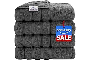 American Soft Linen Luxury 4 Piece Bath Towel Set: Large, Turkish Cotton, Dark Gray