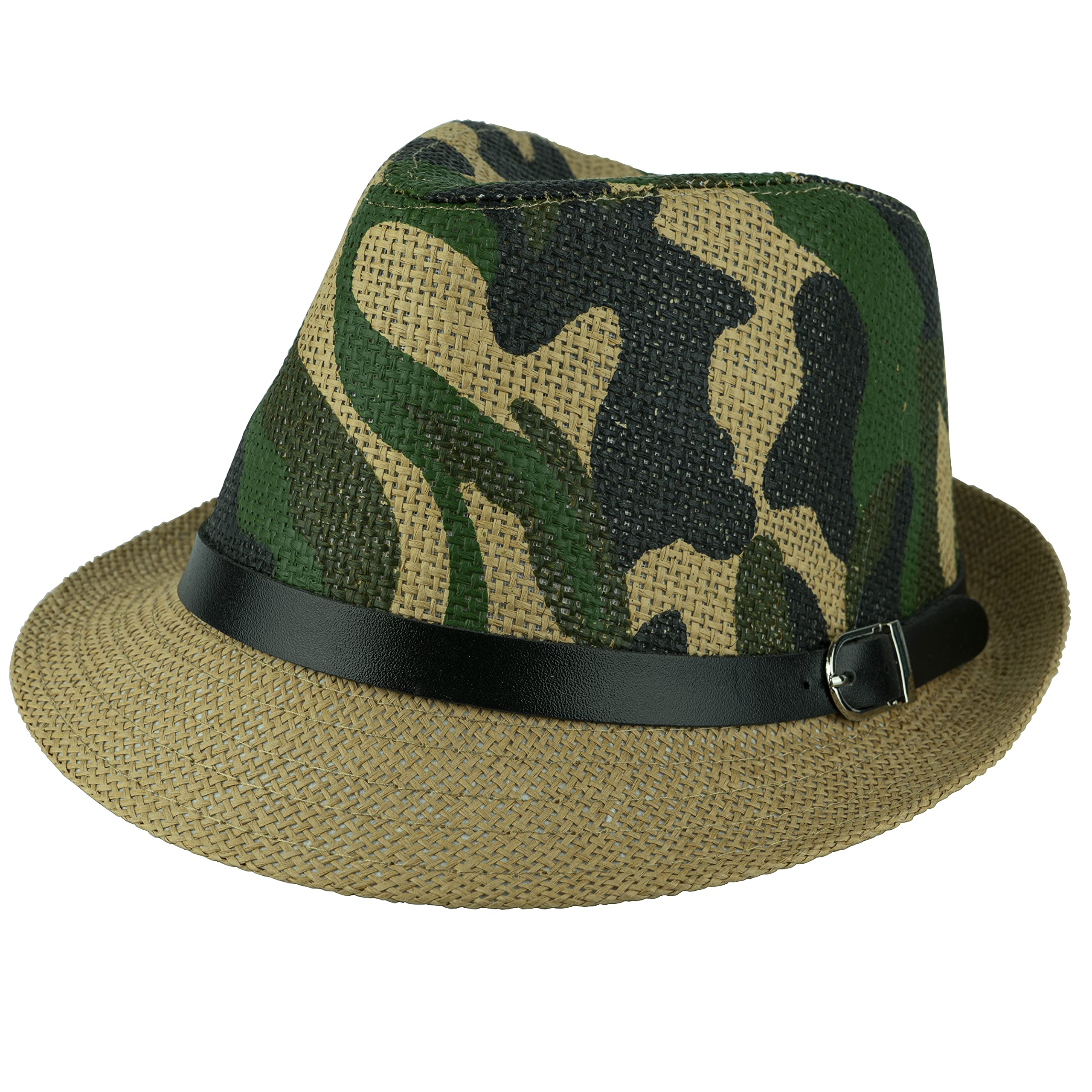 Gelante Summer Fedora Panama Straw Hats with Black Band