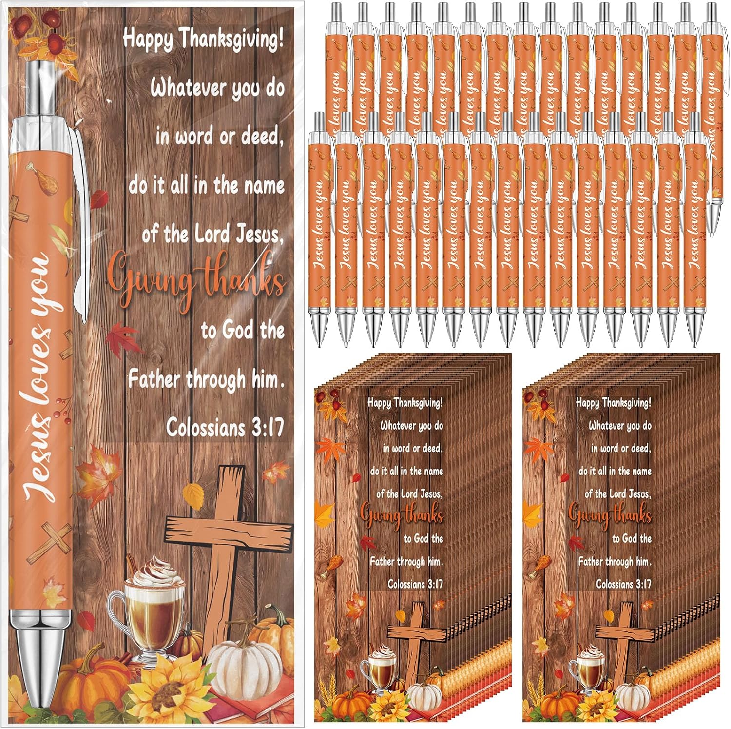Sayglossy 150 Pcs Fall Pens Gifts Bulk, Include 50 Hello Fall Ballpoint Pens 50 Autumn Bookmarks and 50 Bag Autumn Party Favors Thanksgiving Gifts for Coworker Office Supplies