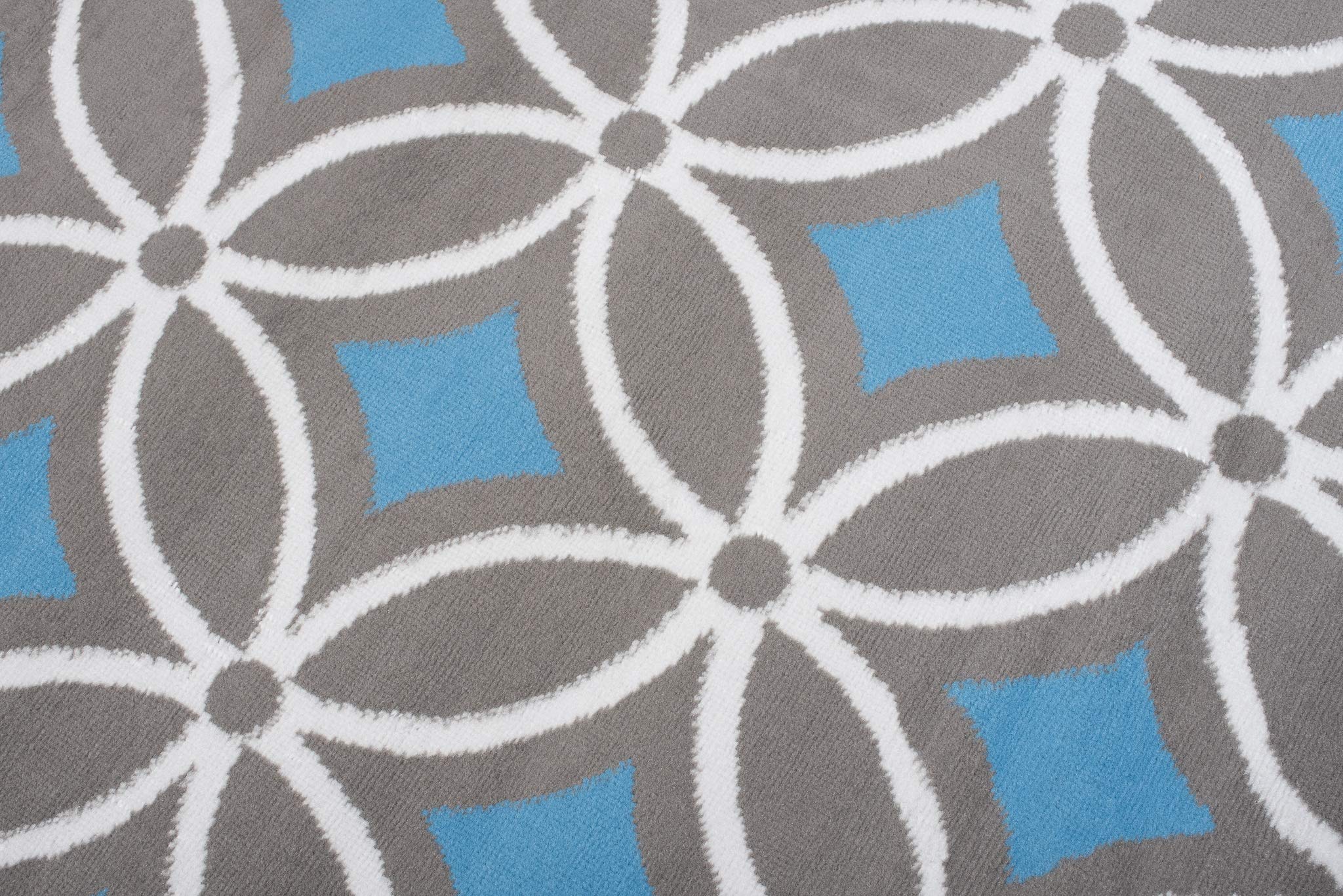 Carpeto Grand Tapis Salon 180x250cm Anthracite Bleu Géométrique Doux Gris