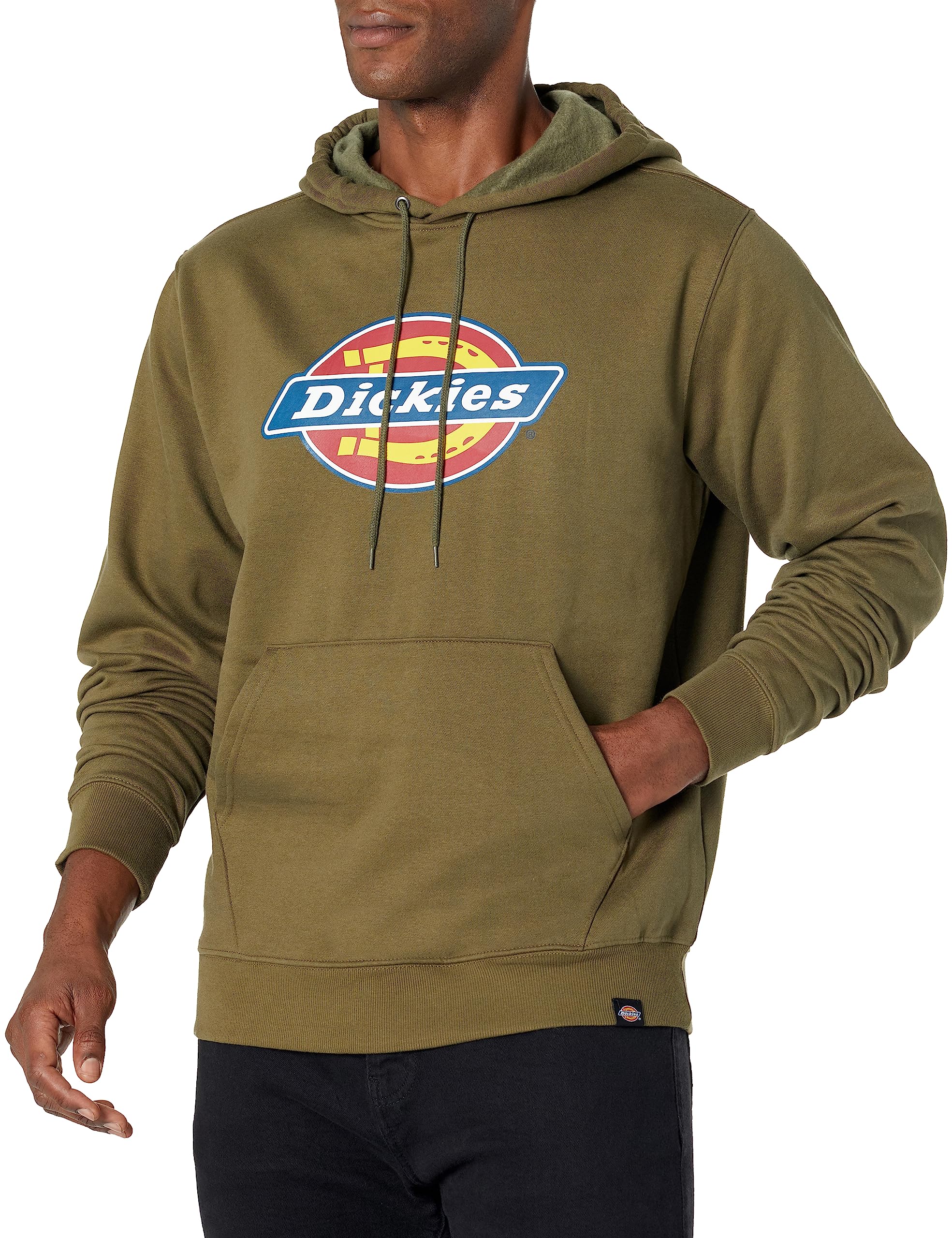 Dickies Men's Military Green Tri-Color Logo Fleece Hoodie, Xl