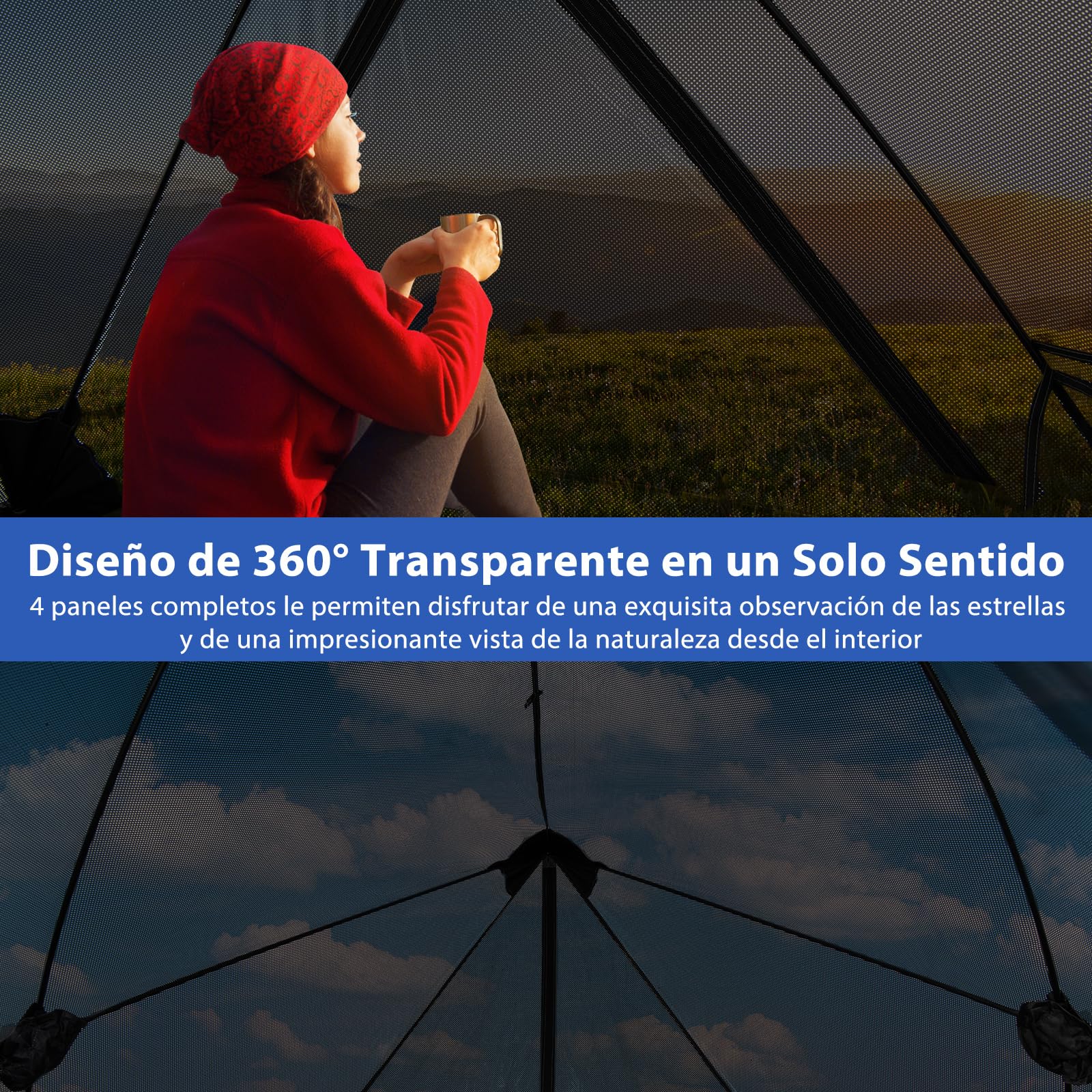 COSTWAY Tienda de Campaña 2-3 Personas, Unidireccional De 360°, Tenda Campismo Impermeable Y Resistente Al Viento para 4 Estaciones, Campaña Montaje Rapido, 225 x 145 x 161 cm