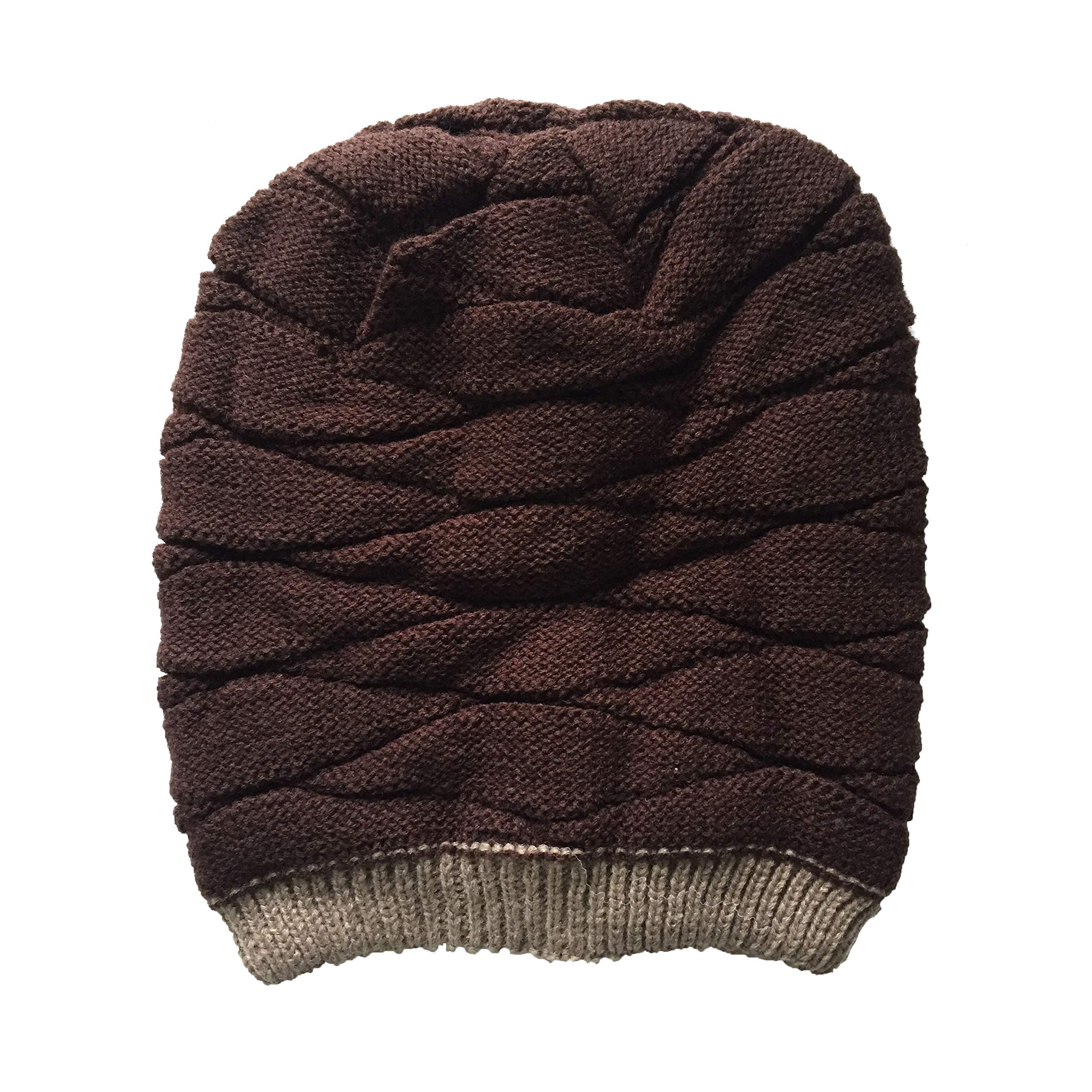 ZAONE Unisex Winter Warm knitted Beanies Slouchy Hats Male Female Beanies Stripe Knitted Hiphop Caps for Men, Women & Kids (One Size, Brown)