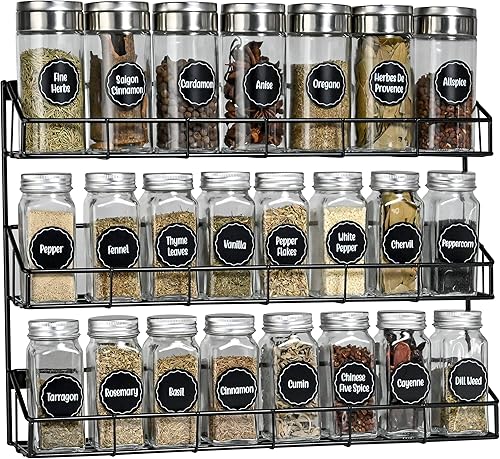 Miniatura 7 de SUFAUY Estante de especias montado en la pared, estante de metal resistente de 6 niveles para despensa de cocina, color negro