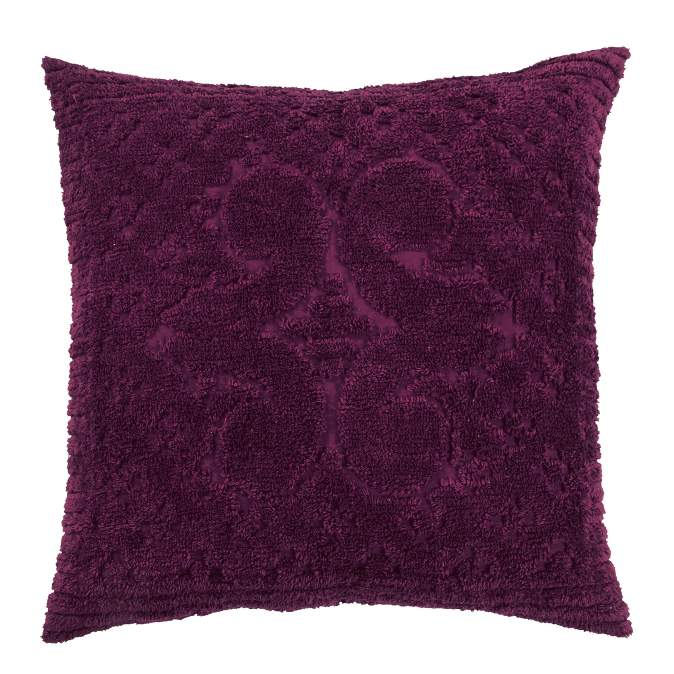 Better Trends Plum Euro Sham 100% Cotton Chenille Bedspread Sham, Soft and Cozy Tufted Tumble Dry (26x26 Euro Sham) Ashton Collection