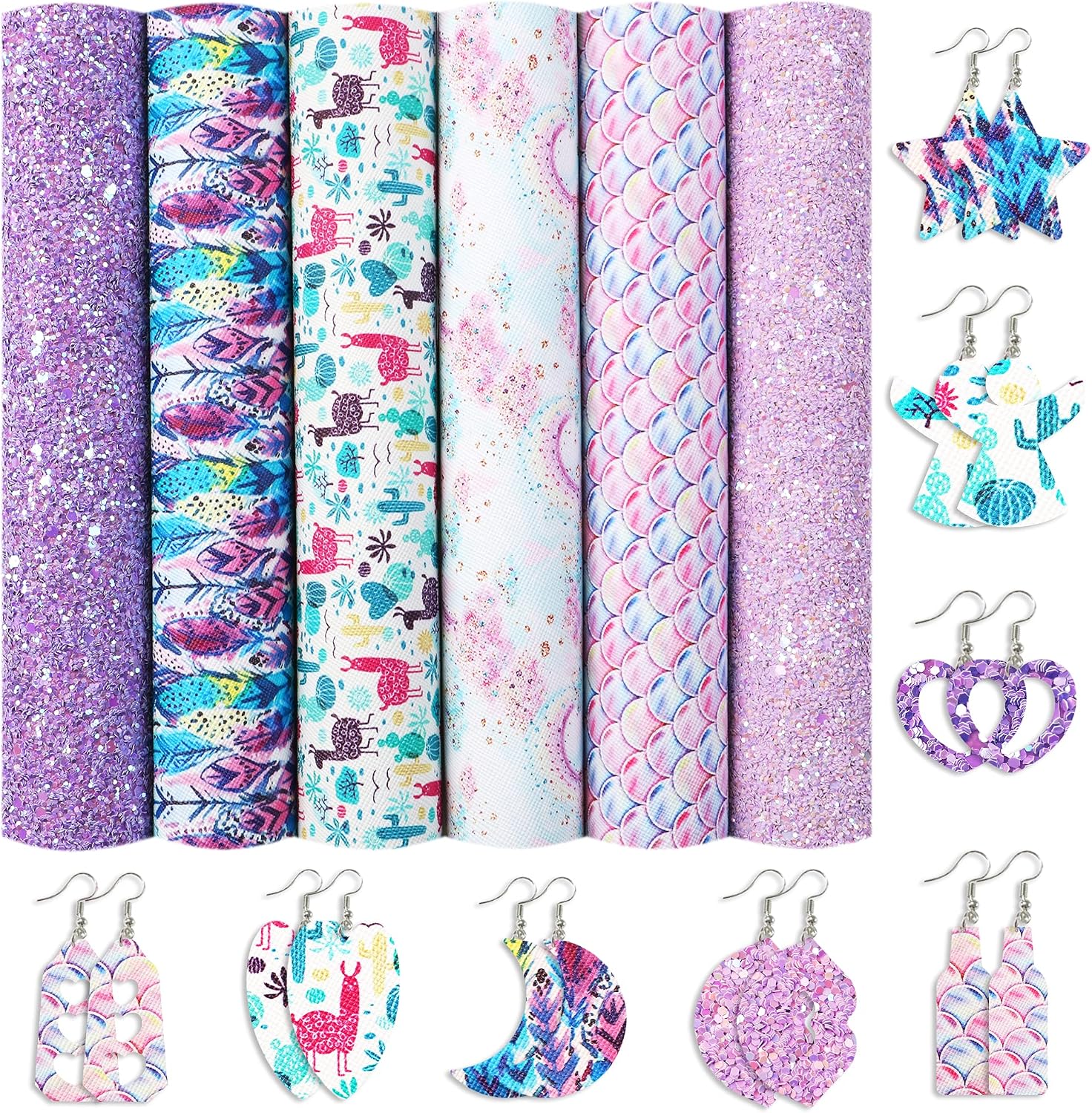David accessories 6 Pcs 7.7" x 12.9" (20 cm x 33 cm) Printed Faux Leather Fabric Sheets Include 2 Kinds of Leather Fabric for DIY Bows Earrings Making Crafts (Animal)
