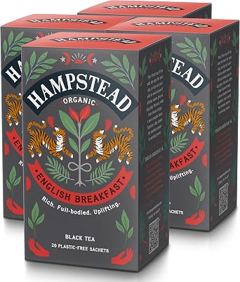 Hampstead Organic English Breakfast Tea, Bold Black Tea 80 Bags