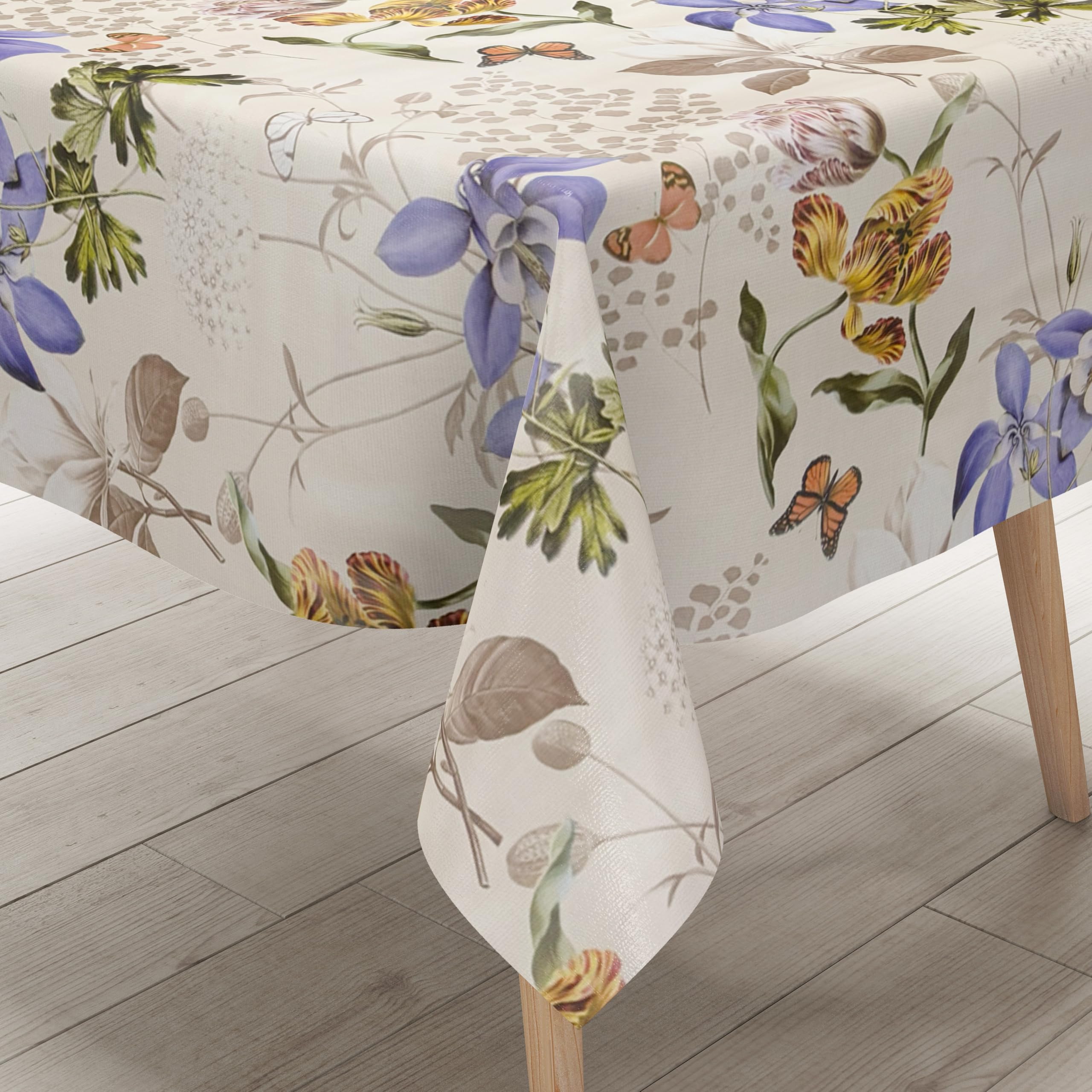 Nappe en toile cirée imperméable beige table jardin cuisine KEVKUS