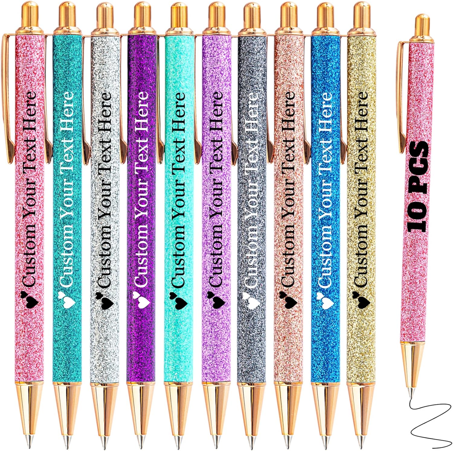 Amazon.com : ABIsedrin 10 Pack Custom Glitter Pens Personalized Printed ...