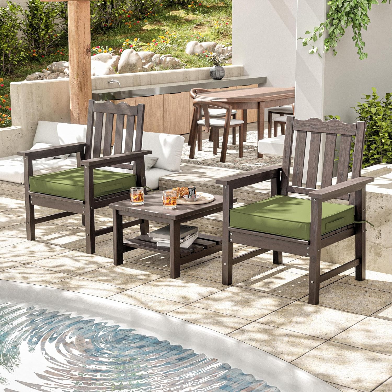 4 Set Outdoor Chair Cushions 22 X 22 X 4 Inches Patio Furniture Cushions Waterproof & Fade Resistant Outdoor Chair Seat Cushions for Patio Furniture with Handle & Adjustable Straps