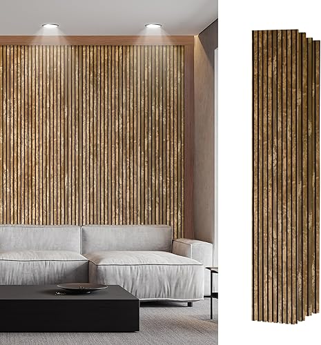 Miniatura 9 de Paneles de pared de listones de madera acústica, paneles insonorizados de óxido verde azulado antiguo para decoración de pared interior, diseño