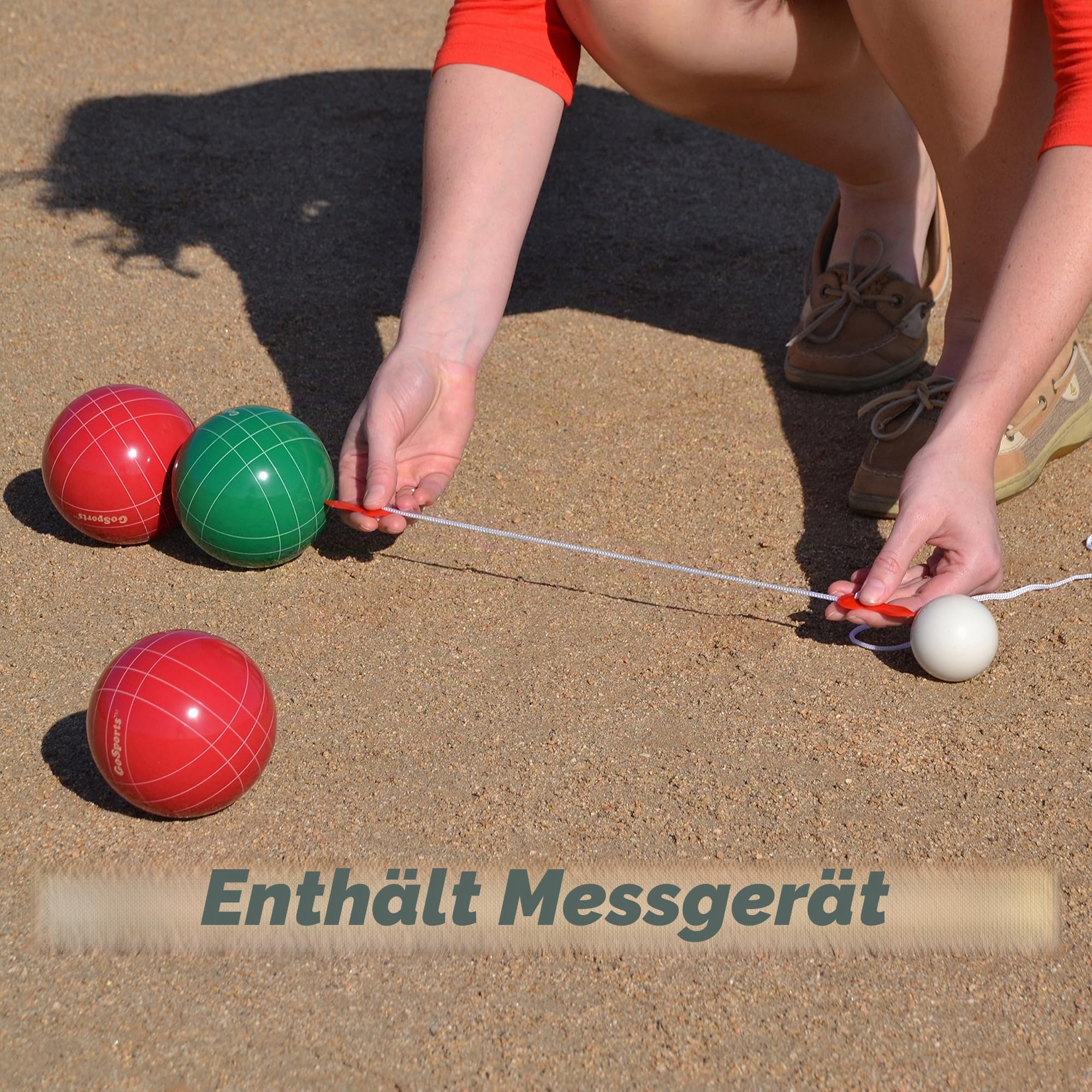 GoSports Boccia-Set mit 8 Kugeln, 100 mm, mit Pallino, Koffer und Messschnur, hochwertiges Set mit offizieller Größe