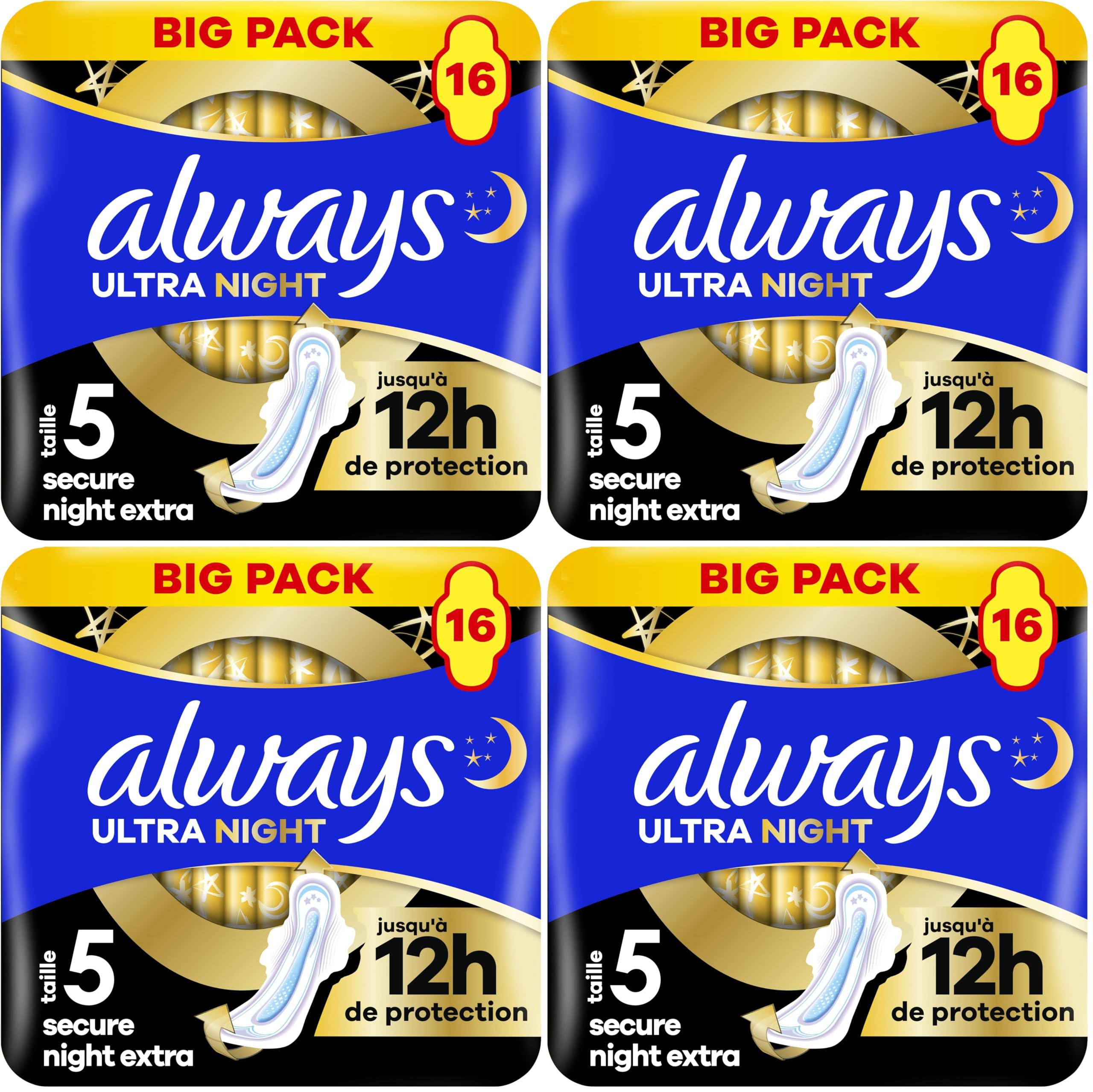 Always Ultra Damenbinden Starke Periode (Größe 5) Mit Flügeln 14 Stück, Sehr Saugfähig Und Ultradünn, Für Die Periode (Packung mit 4)