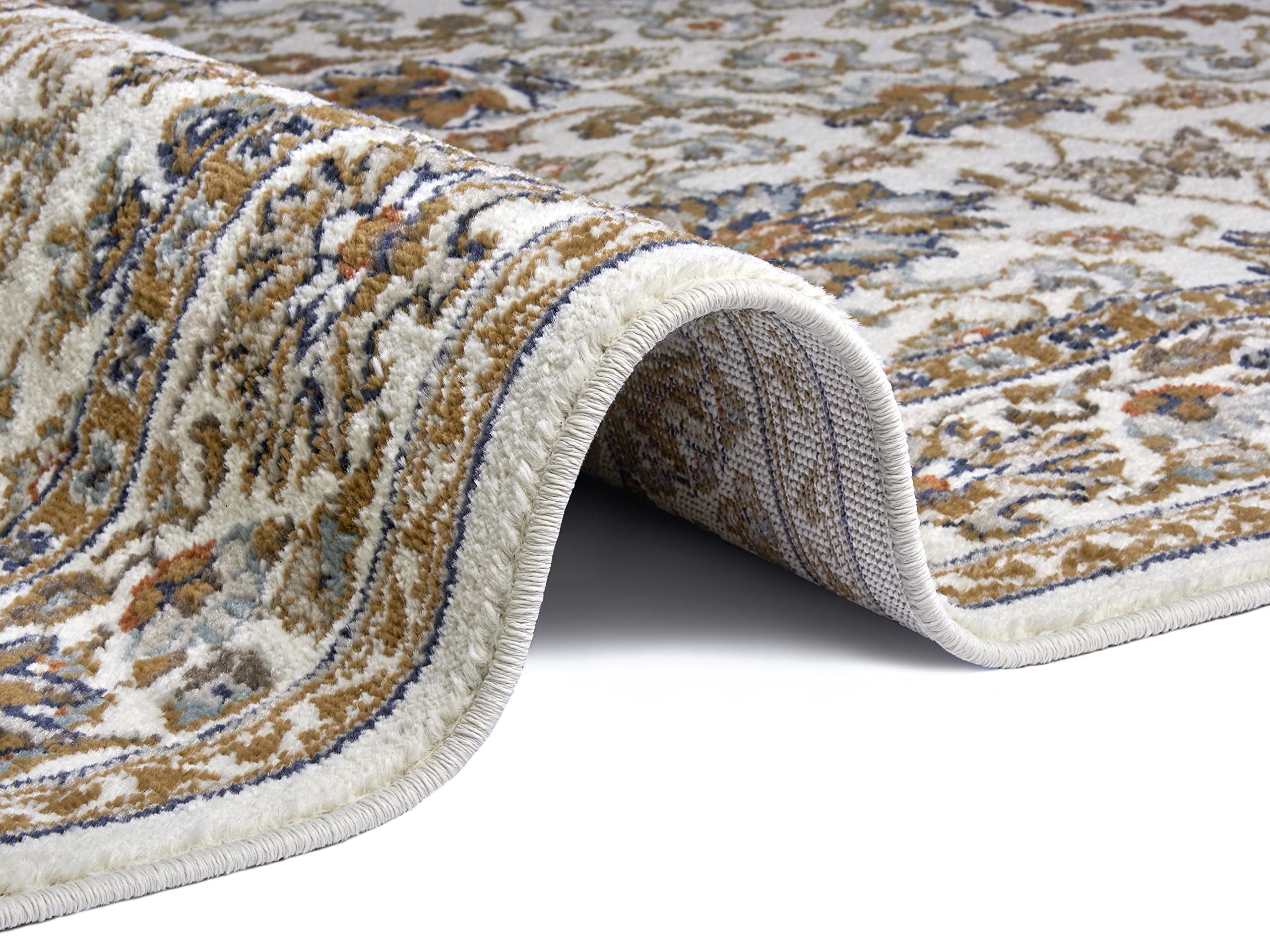 HANSE Home Saraceni Tapis Oriental Classique tissé serré avec Ornements et Motifs Floraux à Poils Courts Doux pour Chambre à Coucher, Salle à Manger, Salon, Couloir - Crème - 80 x 240 cm