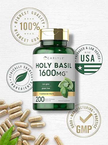 Miniatura 5 de Carlyle Cápsulas de albahaca sagrada de 1600 mg | 200 unidades | Extracto de hoja de albahaca sagrada Tulsi | Suplemento de hierbas | Sin OMG, sin