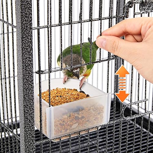 Miniatura 14 de Yaheetech Jaula para pájaros de hierro forjado de 35 pulgadas con tapa abierta y soporte rodante para pájaros pequeños como loros, conure