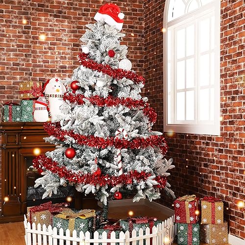 Miniatura 5 de Guirnalda de oropel de Navidad de 200 pies para decoración de árbol de Navidad, guirnalda decorativa de oropel con purpurina, guirnalda metálica