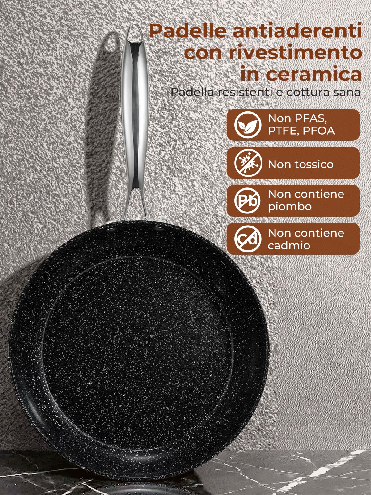 FOHERE Set Pentole e Padelle Induzione 17 Pezzi, Ceramica Antiaderente | Pentole con Coperchio, Adatto a Tutti i Piani Cottura, Induzione, Adatto Per Forno E Lavastoviglie, Alluminio, Nero