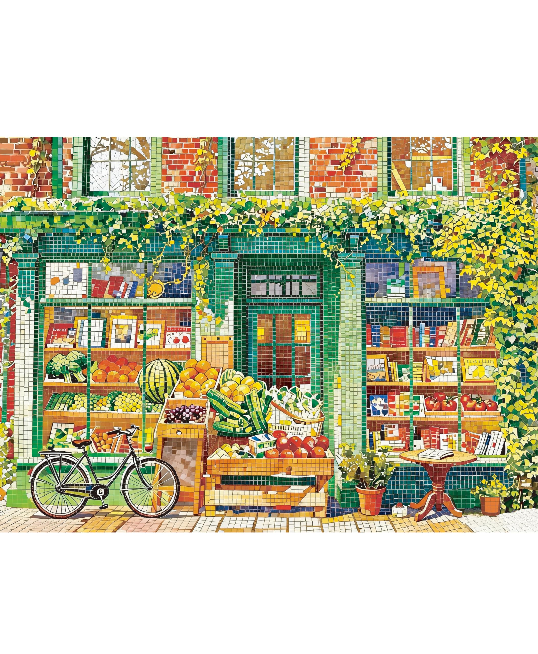 500 Piece Puzzle for Adults, Mosaic Jigsaw Puzzle Colorful Grocery Store
