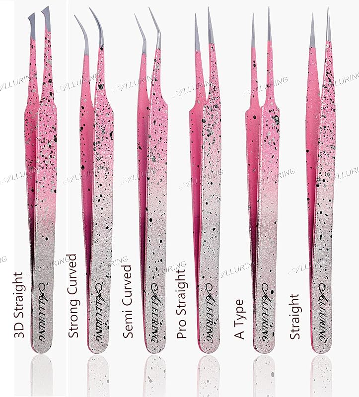 Pinça curva forte Alluring Ombre prata e rosa com manchas pretas