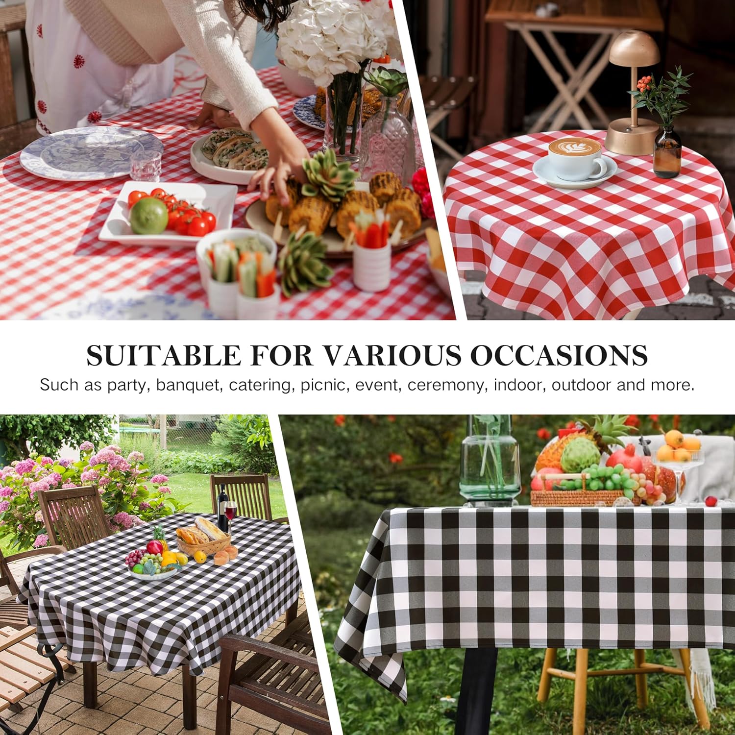 Wolkemer Farmhouse Large Oval Checkered Tablecloth Black and White Gingham Table Cloth Buffalo Plaid Fabric Table Cover for Dining Room Kitchen Party Tables Decor 60x120 Inch