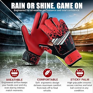 Football Goalkeeper Gloves For Boys kids Children Youth Soccer Goalie Glove with Super Grip Palms