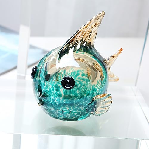 Figuras de peces de vidrio soplado a mano, escultura de peces tropicales de animales marinos, pisapapeles para acuario de pecera, colección de