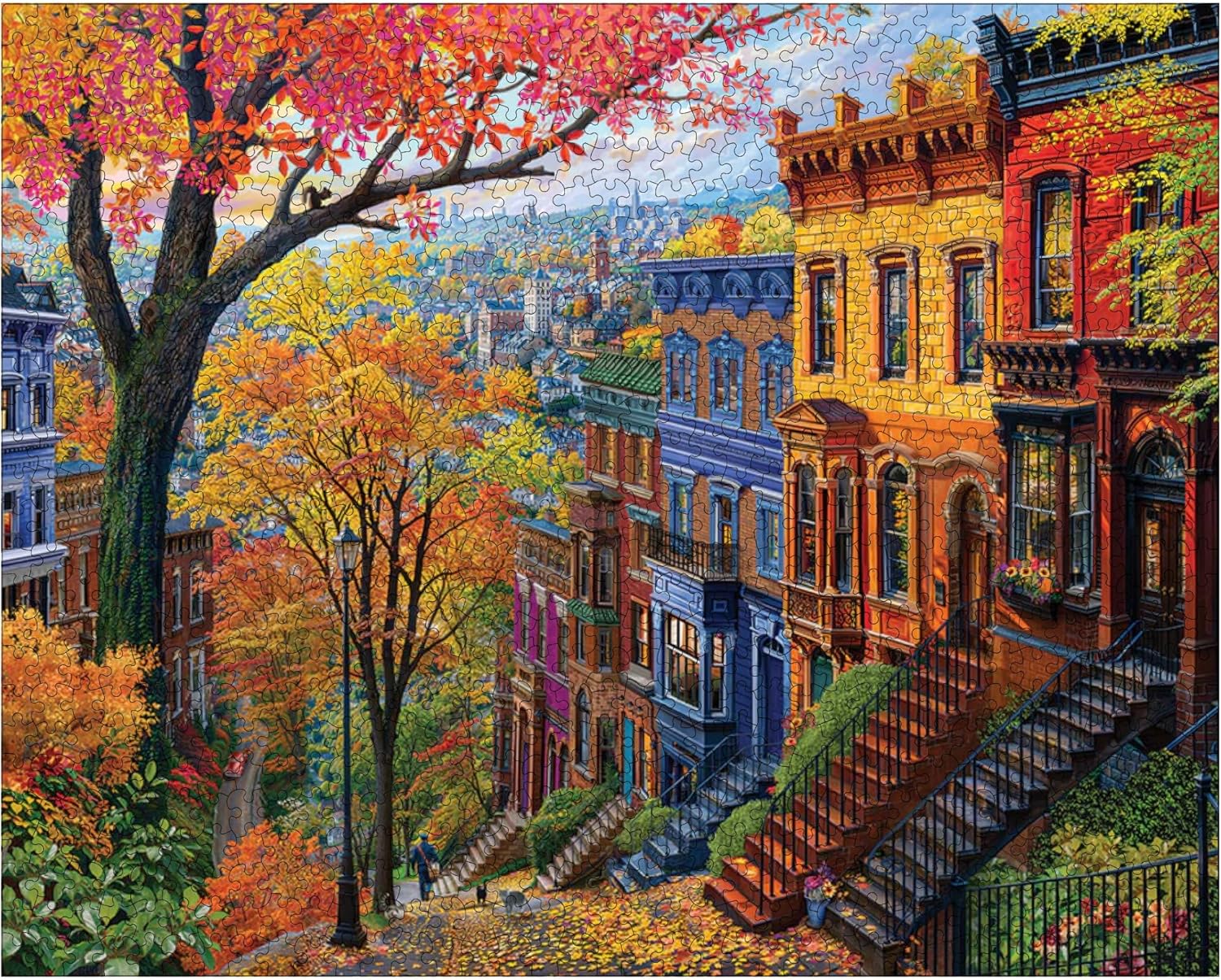 White Mountain 1000 Piece Jigsaw Puzzle Scenic Fall Leaves Puzzles with Large Pieces Gift for Adults and Family 24"x30" - Autumn in The City