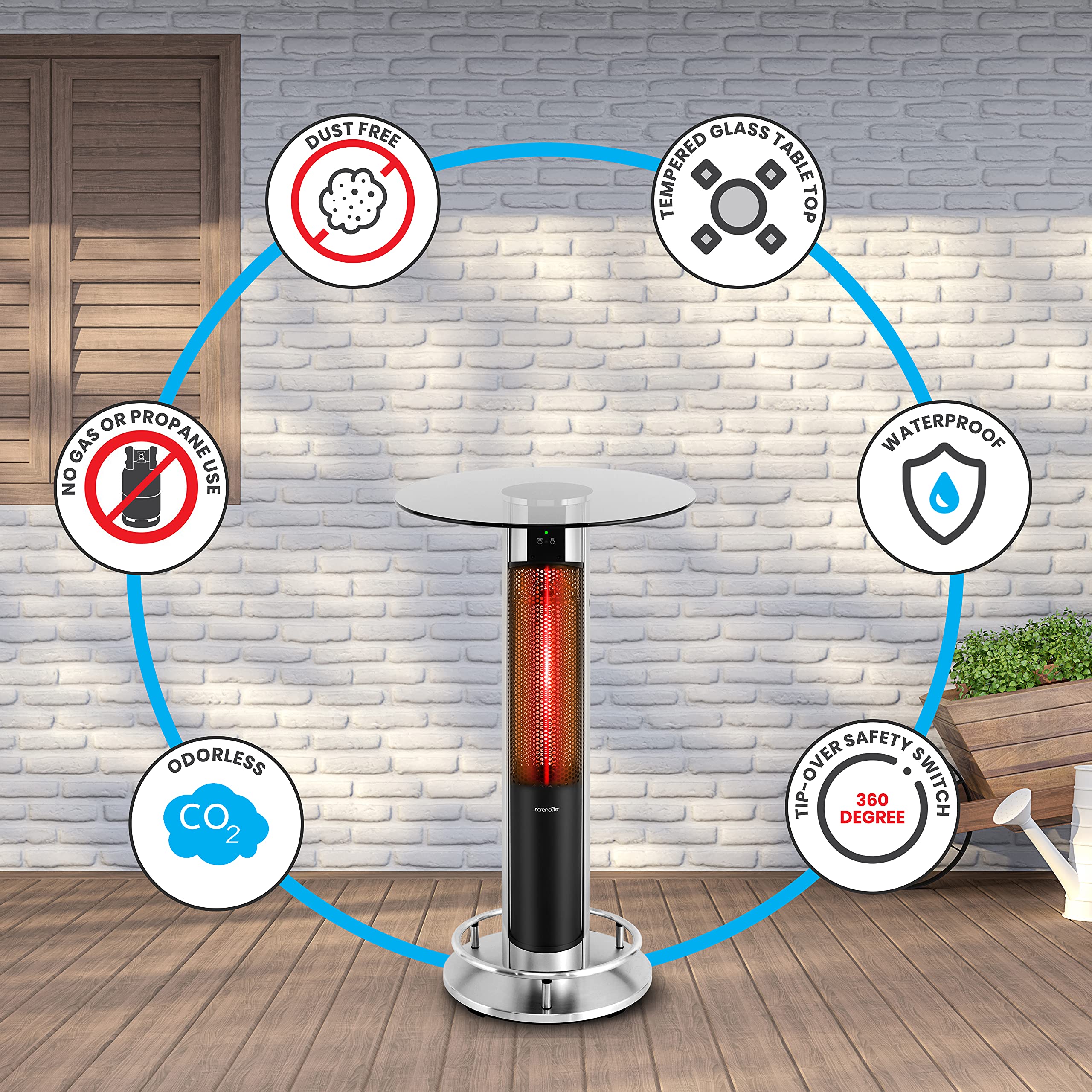 Amazon.com : SereneLife Infrared Patio Heater, Electric Patio Heater for  Indoor/Outdoor Use, Portable Table Heater with Remote Control, 1500 W, for  Restaurant, Patio, Backyard, Garage, Decks (Black) : Patio, Lawn u0026 Garden