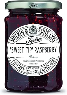 Tiptree Sweet Tip Raspberry Preserve 12oz Jar - Premium British Raspberry Jam, Gluten-Free Vegan Spread with Pips