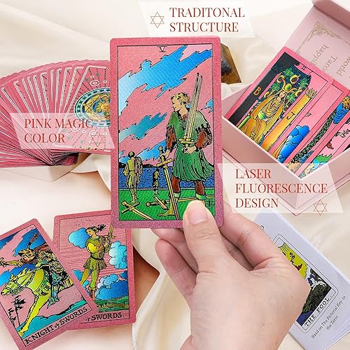 Miniatura 5 de Tarjetas de tarot con libro guía impermeable y resistente a las arrugas, lámina dorada de tarot, cartas de tarot para principiantes, cartas de tarot