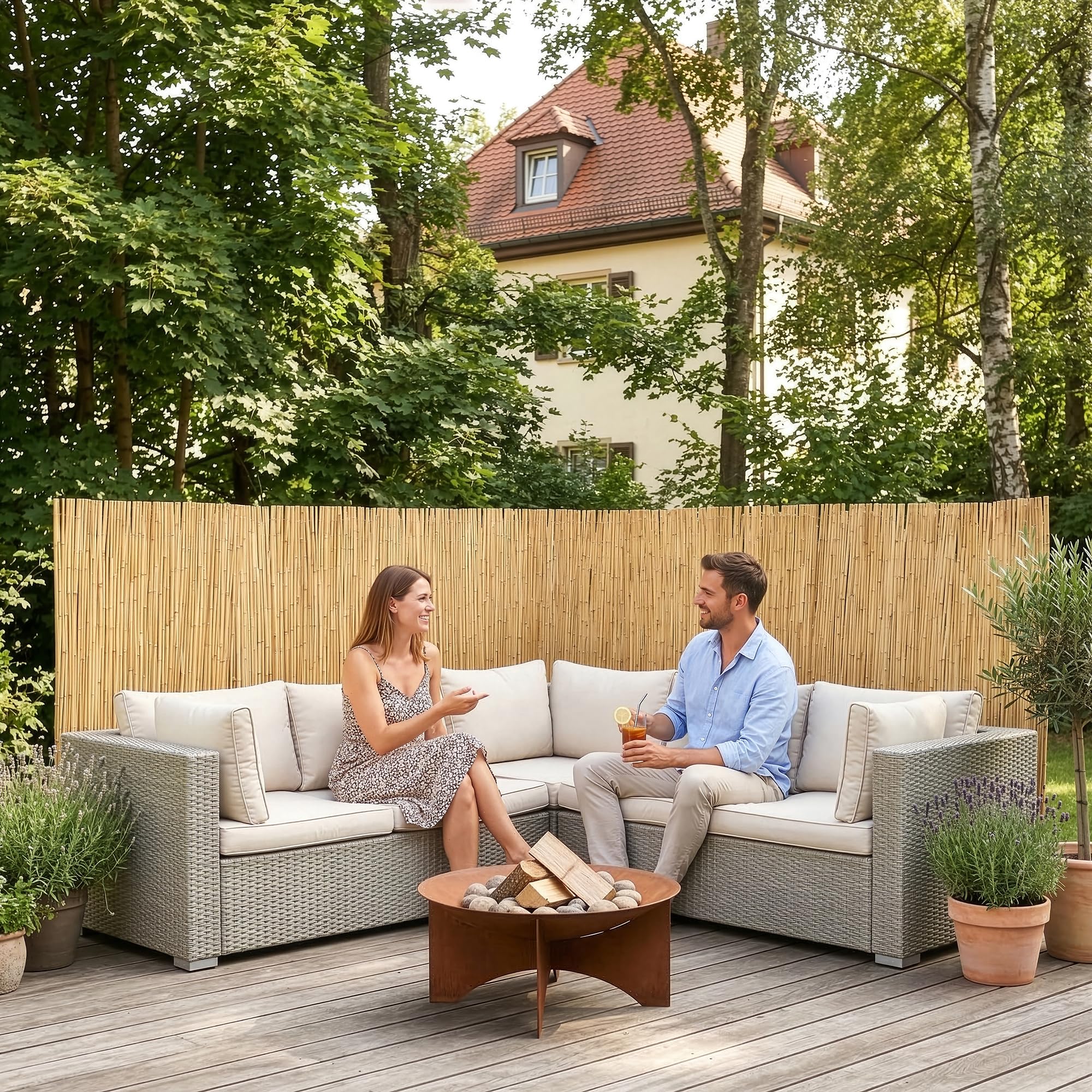 casa.pro Canisse en Roseau Brise-Vue Naturel pour Jardin Terrasse Cache Vue Balcon Palissade Protection contre Regards Vent Soleil Clôture Décorative Séparation Résistant 150 x 300 cm Naturel