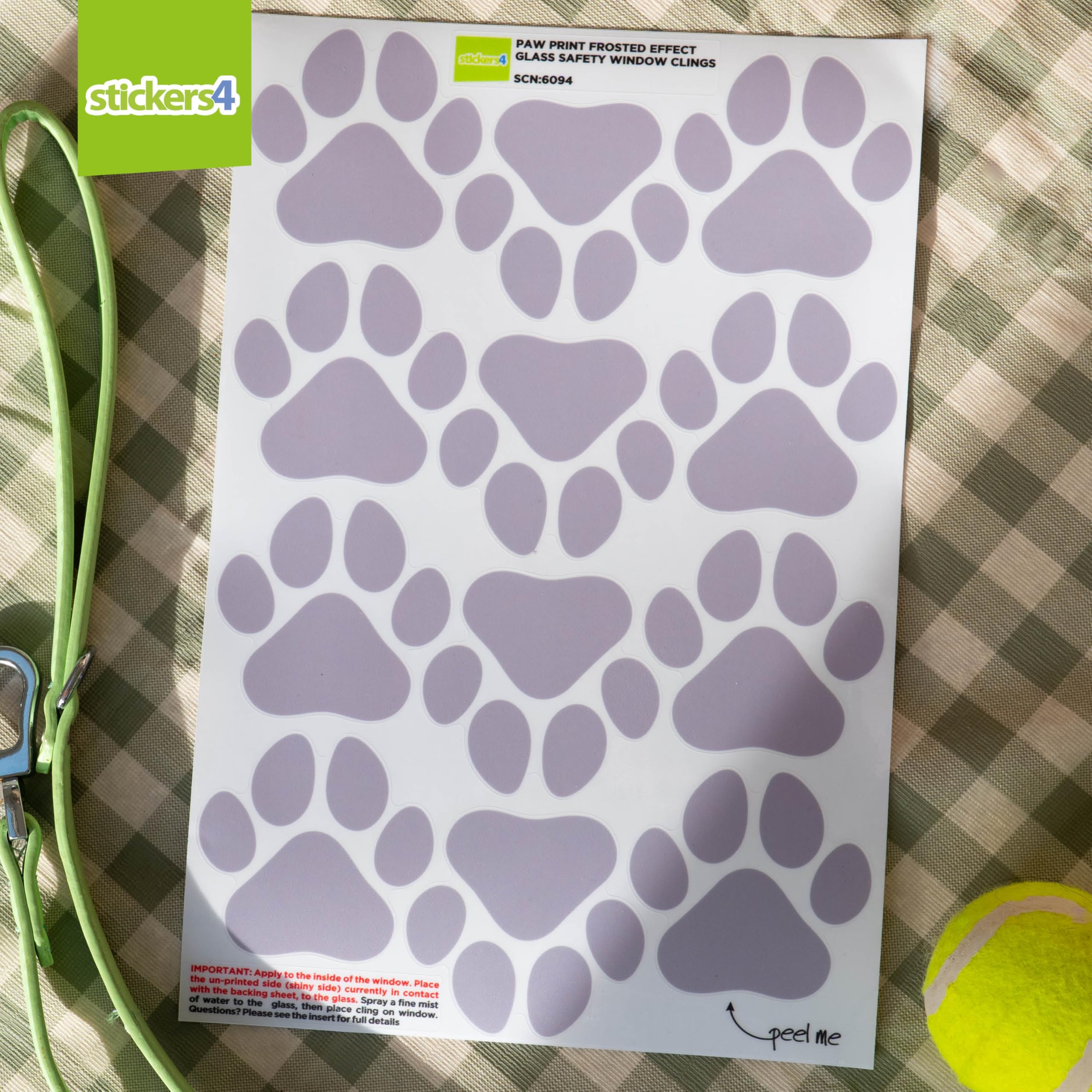 12 x Dog Paw Print Stickers Decals for Sliding Glass Doors, Grey - Image 3