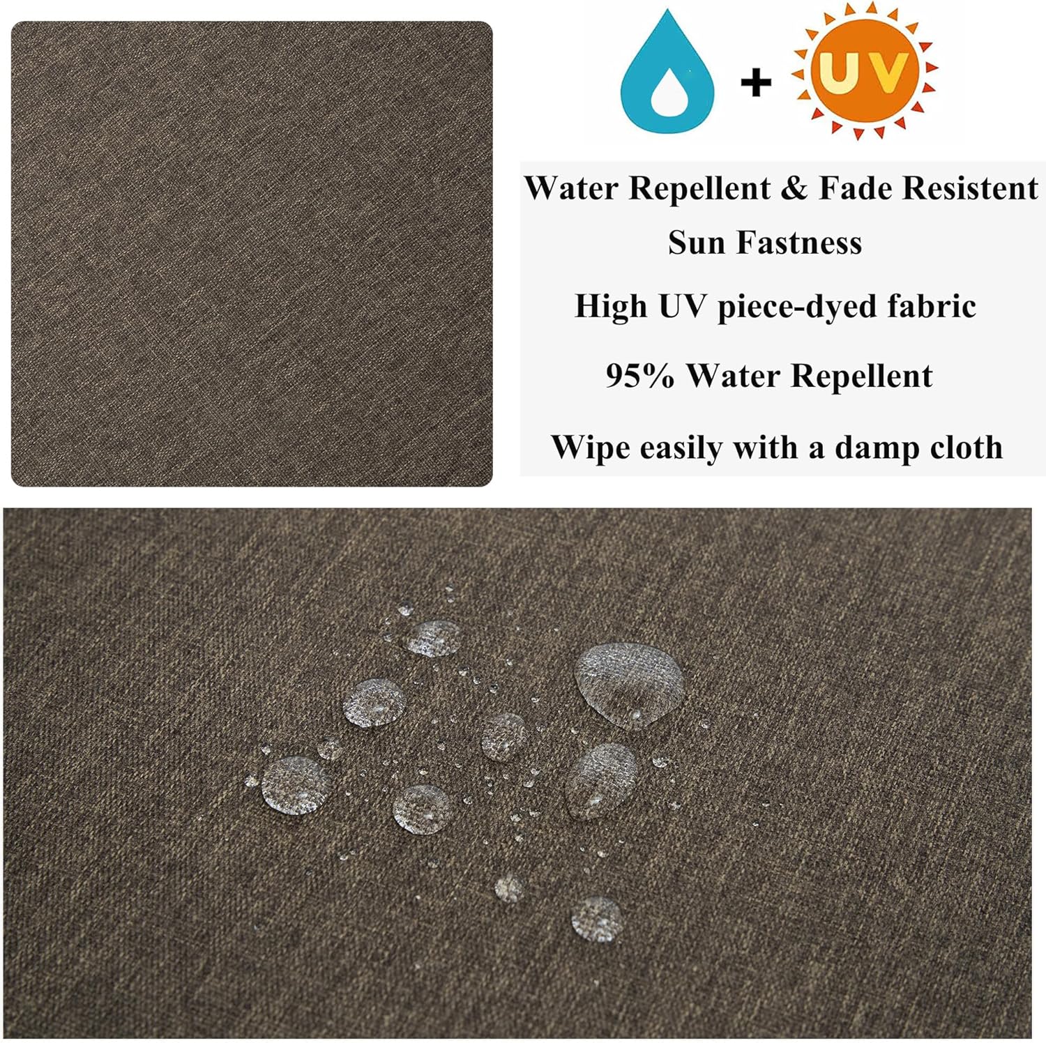 FUNHOME Water-Repellent Tufted Seat Cushions Set of 2 Outdoor Chair Cushions for Patio Furniture 19 x 19 x 5 Inch Patio Cushion for Rocking, Camping, Kitchen Chairs Brown