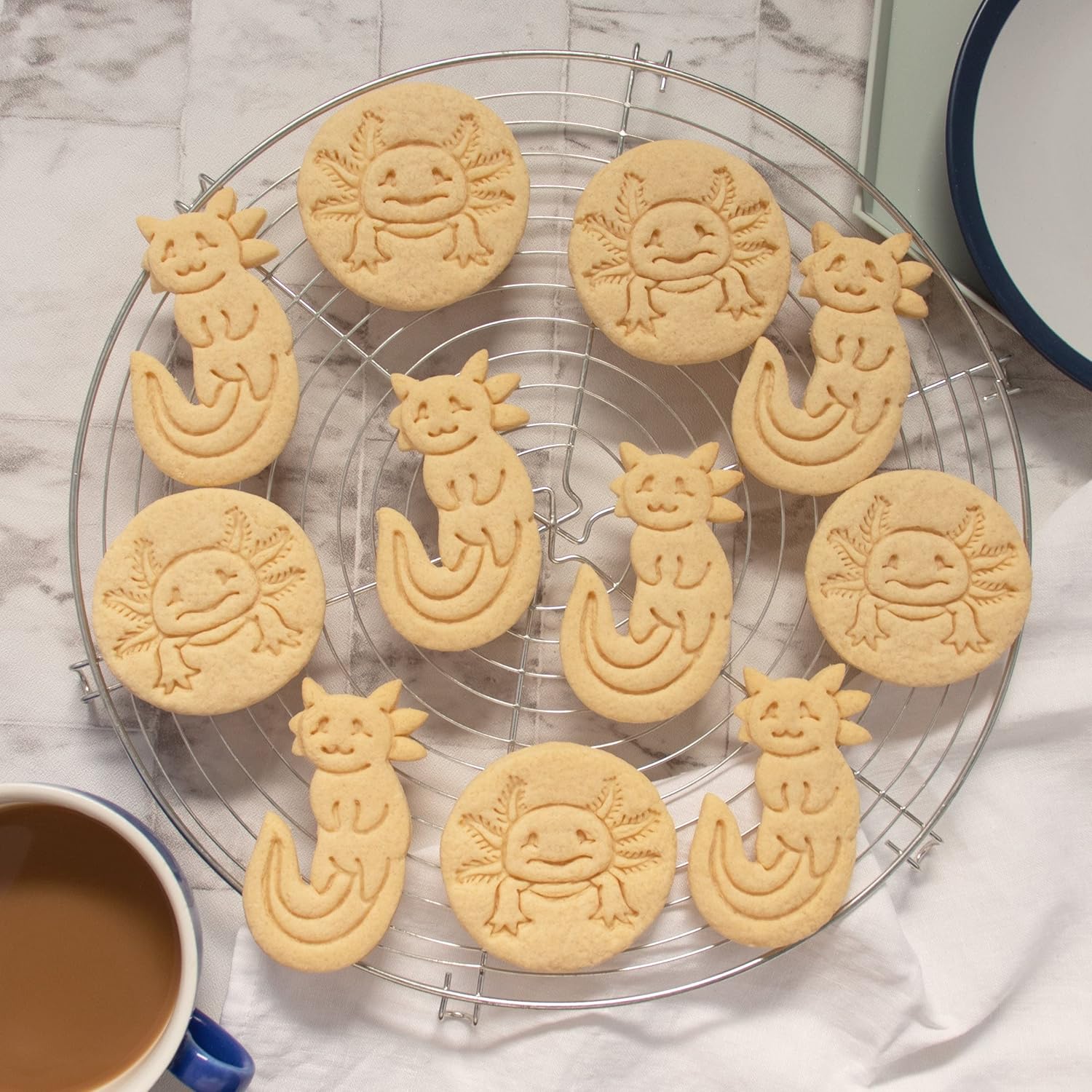 Set of 2 Axolotl cookie cutters (Designs: Cute & Realistic), 2 pieces - Bakerlogy