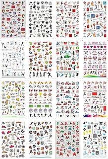 CHANGAR Football Sports Nail Art Stickers Basketball Soccer Player Nail Decals Sports Cheerleading Flag Stickers Bowling Rugby Ballet Nail Stickers Decoration for Women Girls Kids （16 Sheets）