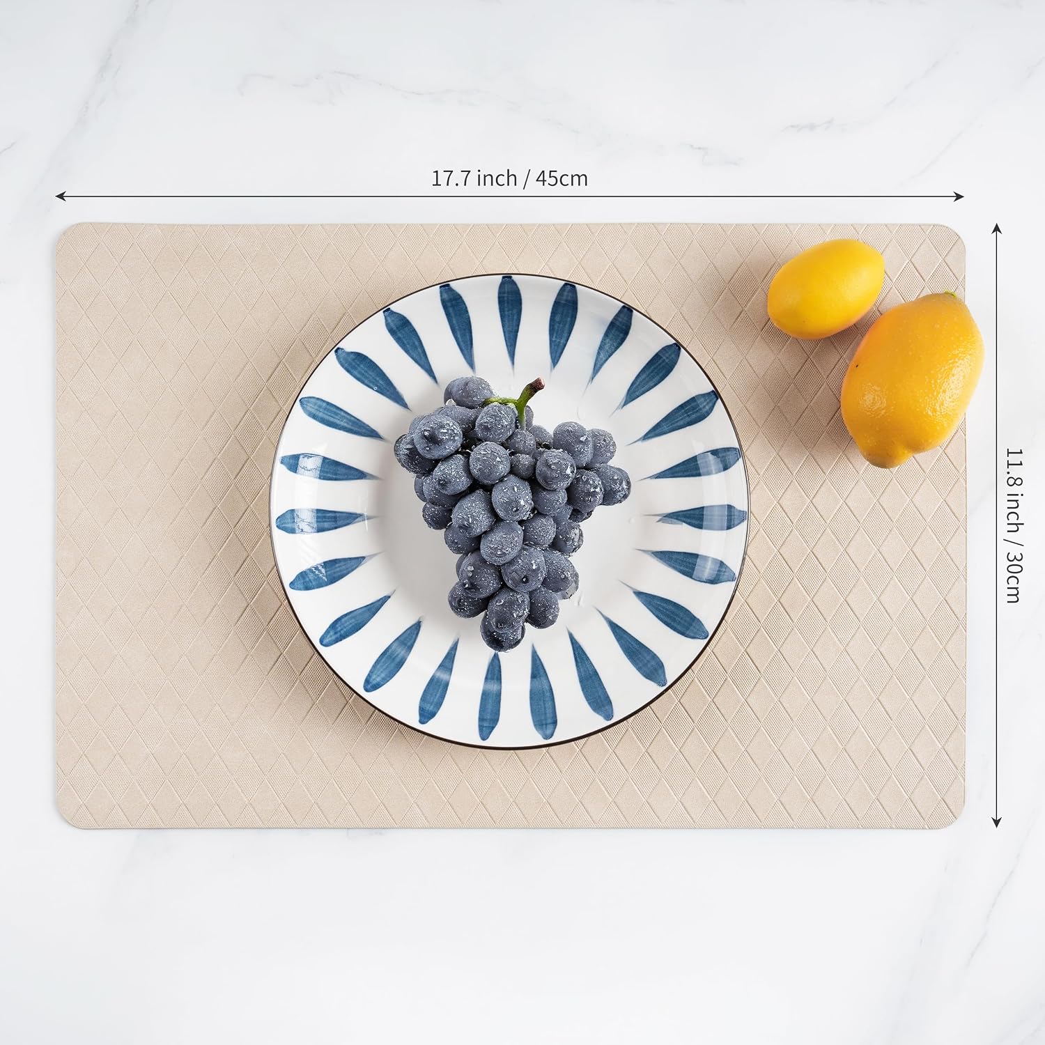 POLYTE Indoor/Outdoor Washable Geometric Vinyl Faux Leather Table Dining Placemats, Set of 4