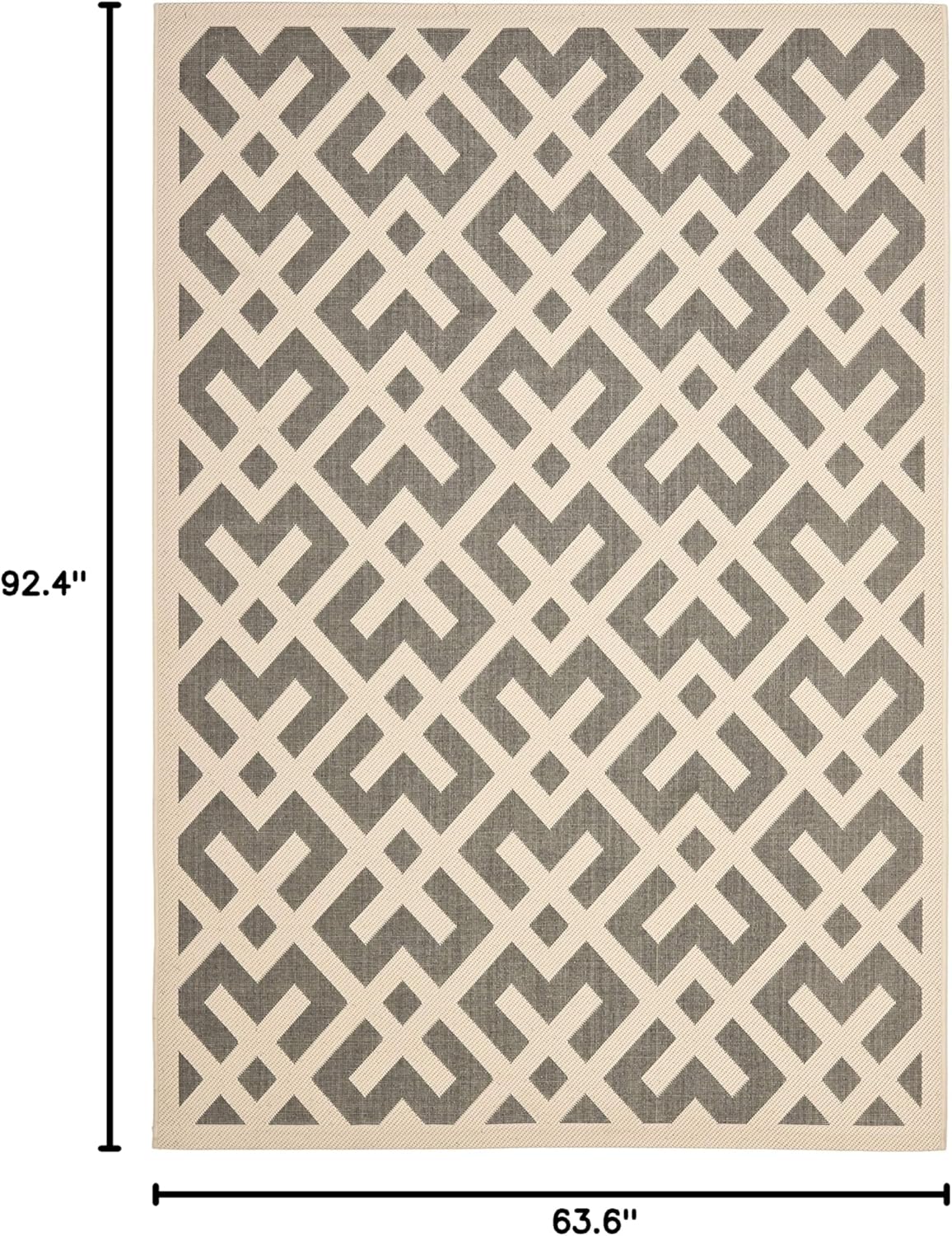 SAFAVIEH Washable Rug Outdoor Courtyard Collection - 5'3" x 7'7", Grey & Bone, Non-Shedding & Easy Cleaning, Ideal for Patio, Backyard, Mudroom (CY6915-236)