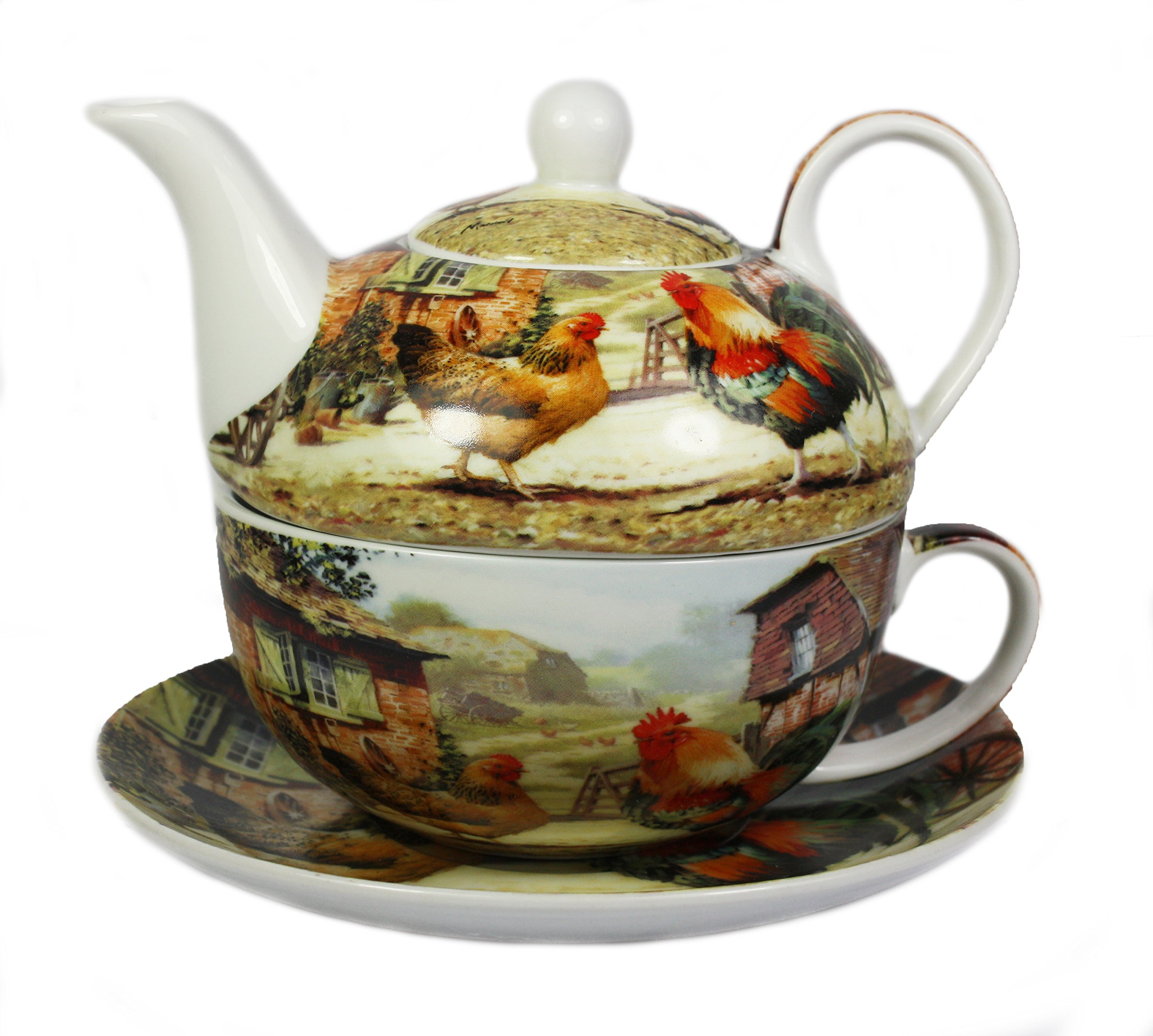 The Leonardo Collection Cockerel And Hen Fine China Tea For One Set