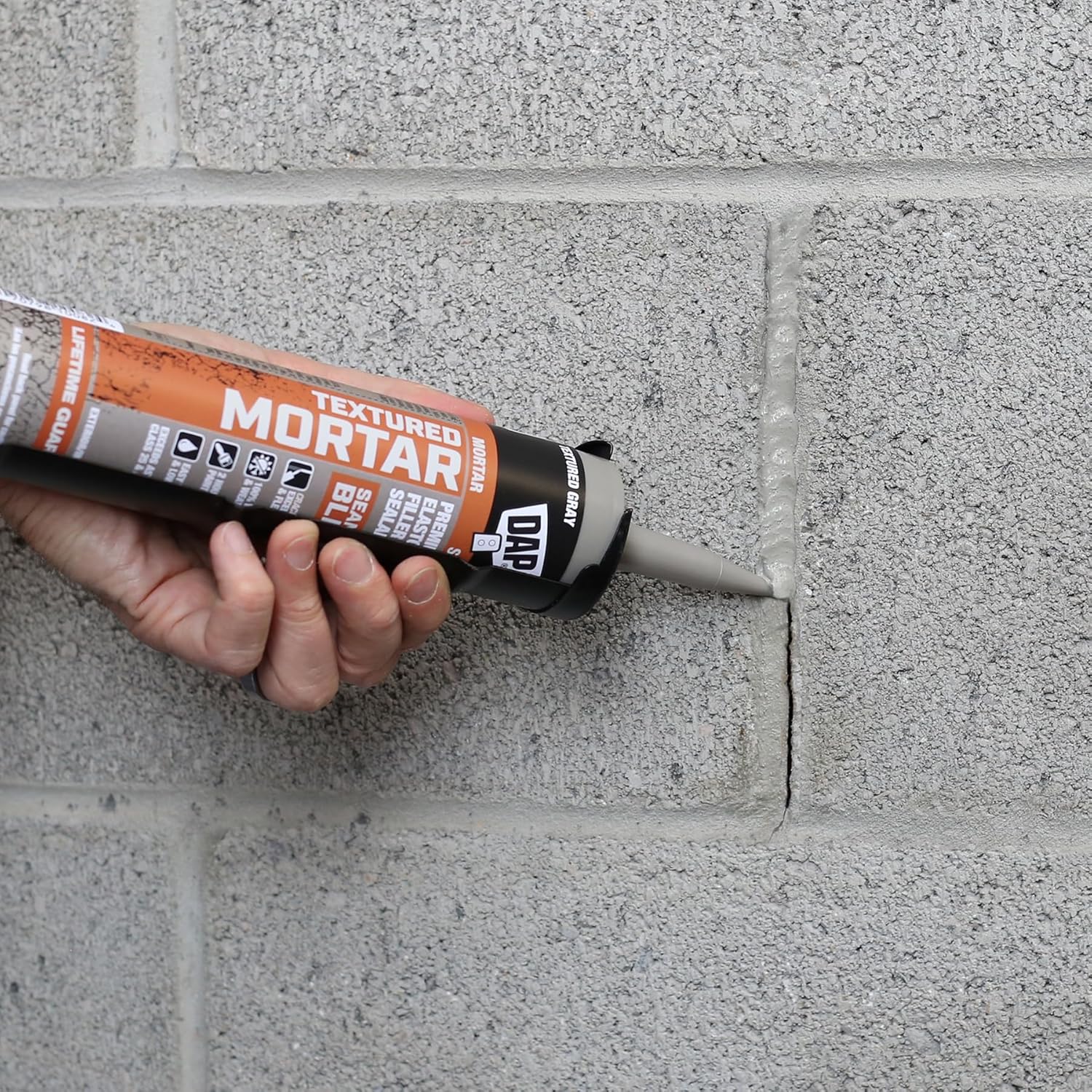 DAP Textured Mortar Premium Elastomeric Latex Filler & Sealant, Gray, 10.1 Oz (7079810082) (Pack of 12)