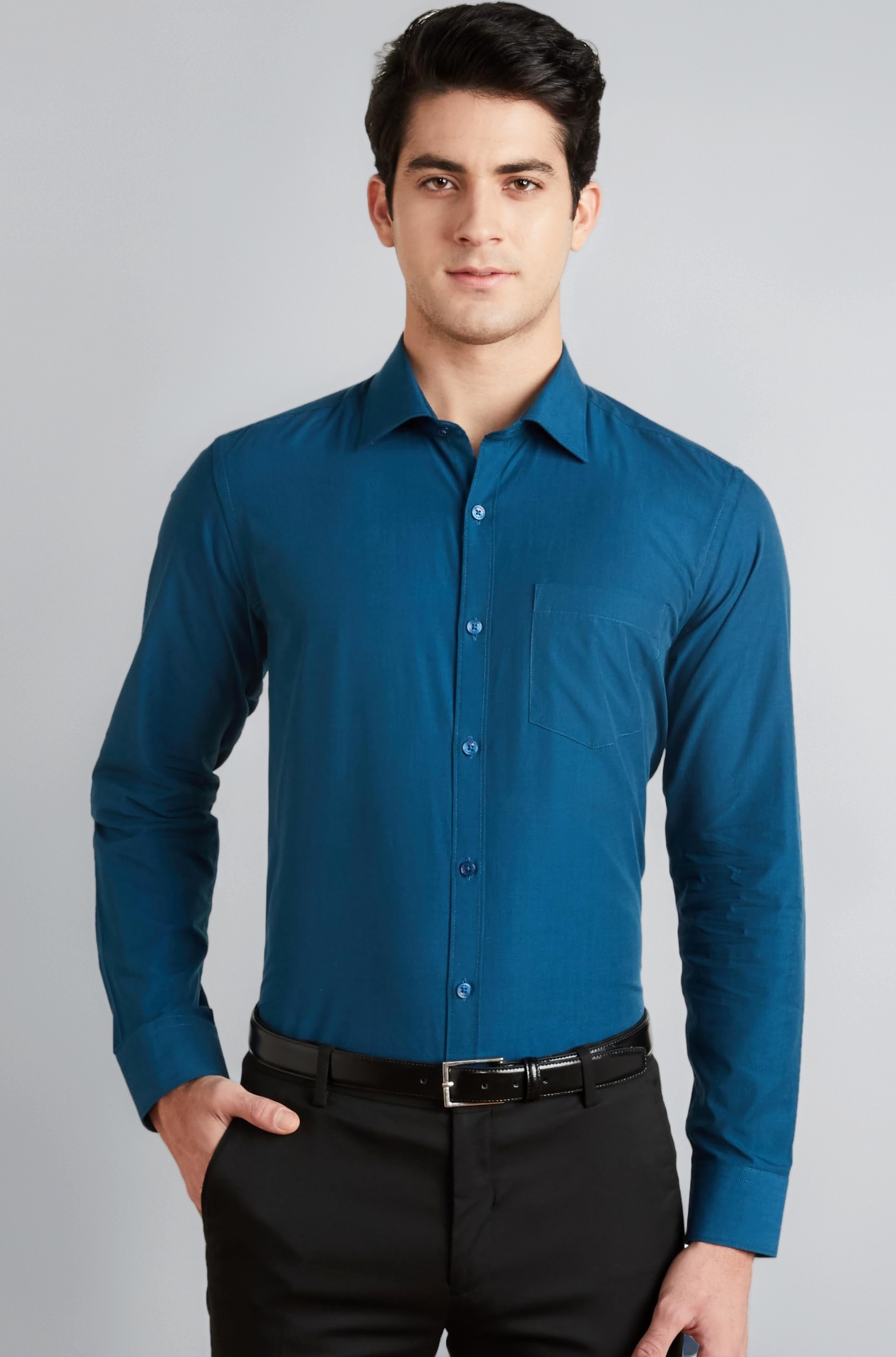 Amazon Brand - Symbol Men's Cotton Rich Formal Shirt | Plain | Full Sleeve - Regular Fit (Available in Plus Sizes)