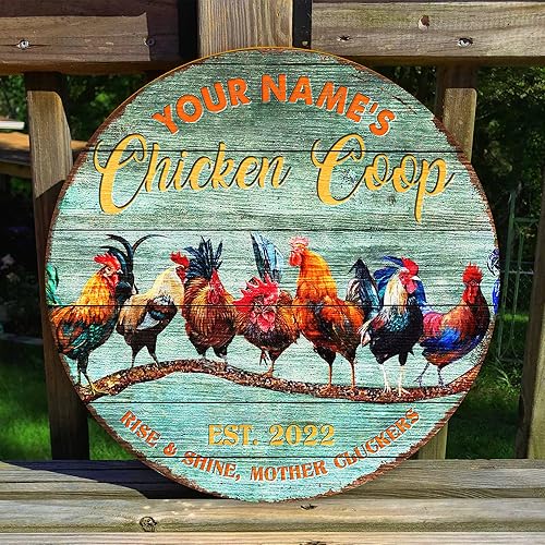 Miniatura 6 de Letrero de madera de gallinero personalizado para gallinero, diseño de granja esponjosa, varios tamaños, nombre personalizado, título y cita,