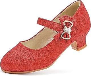 Sponsored Ad - Dufannie Girls Dress Shoes Low Heel Princess Flats Mary Jane Flower Wedding Party Glitter Shoes for Kids To...