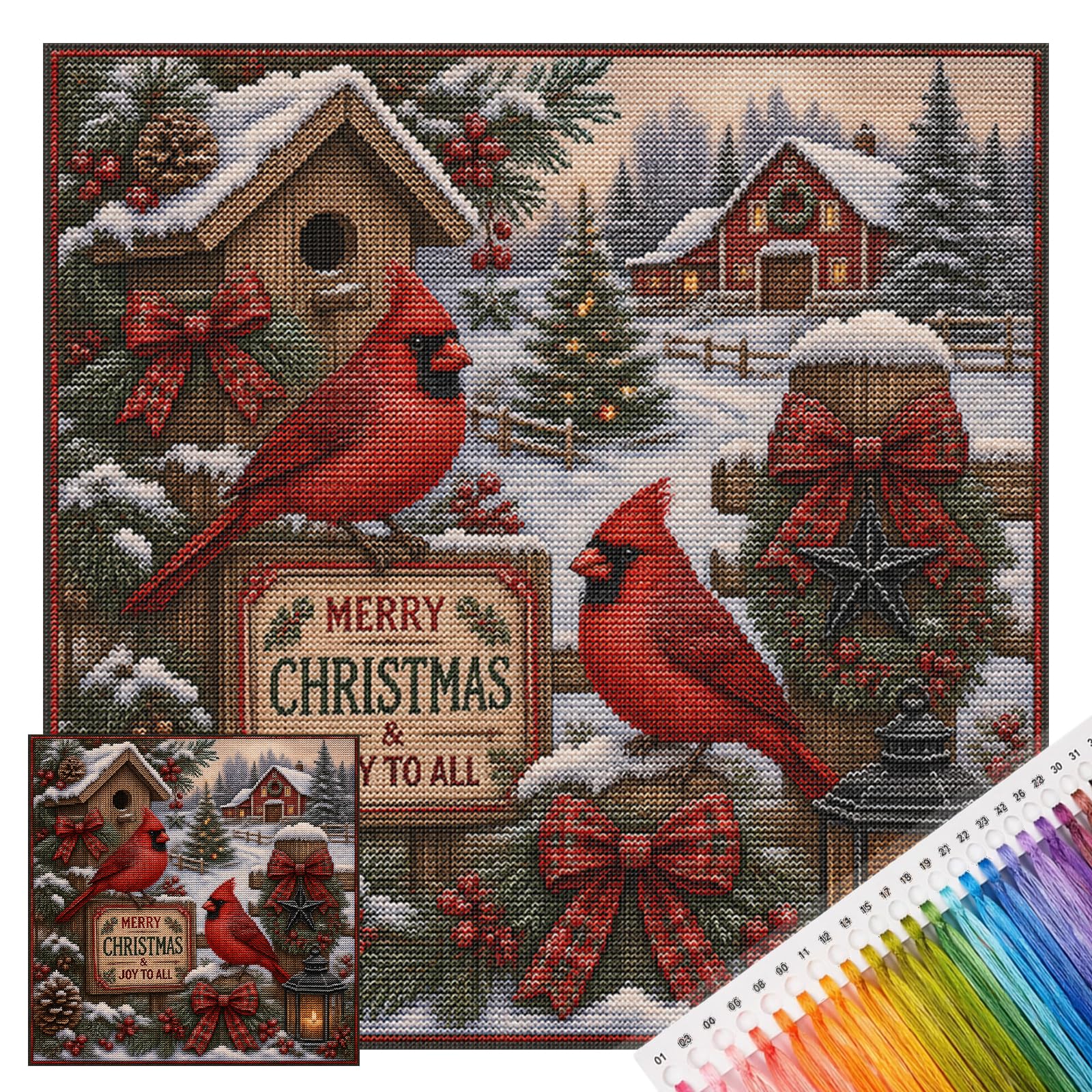AXNSATRE Cross Stitch Kit 11CT 3 Strands Stamped Holiday Pattern