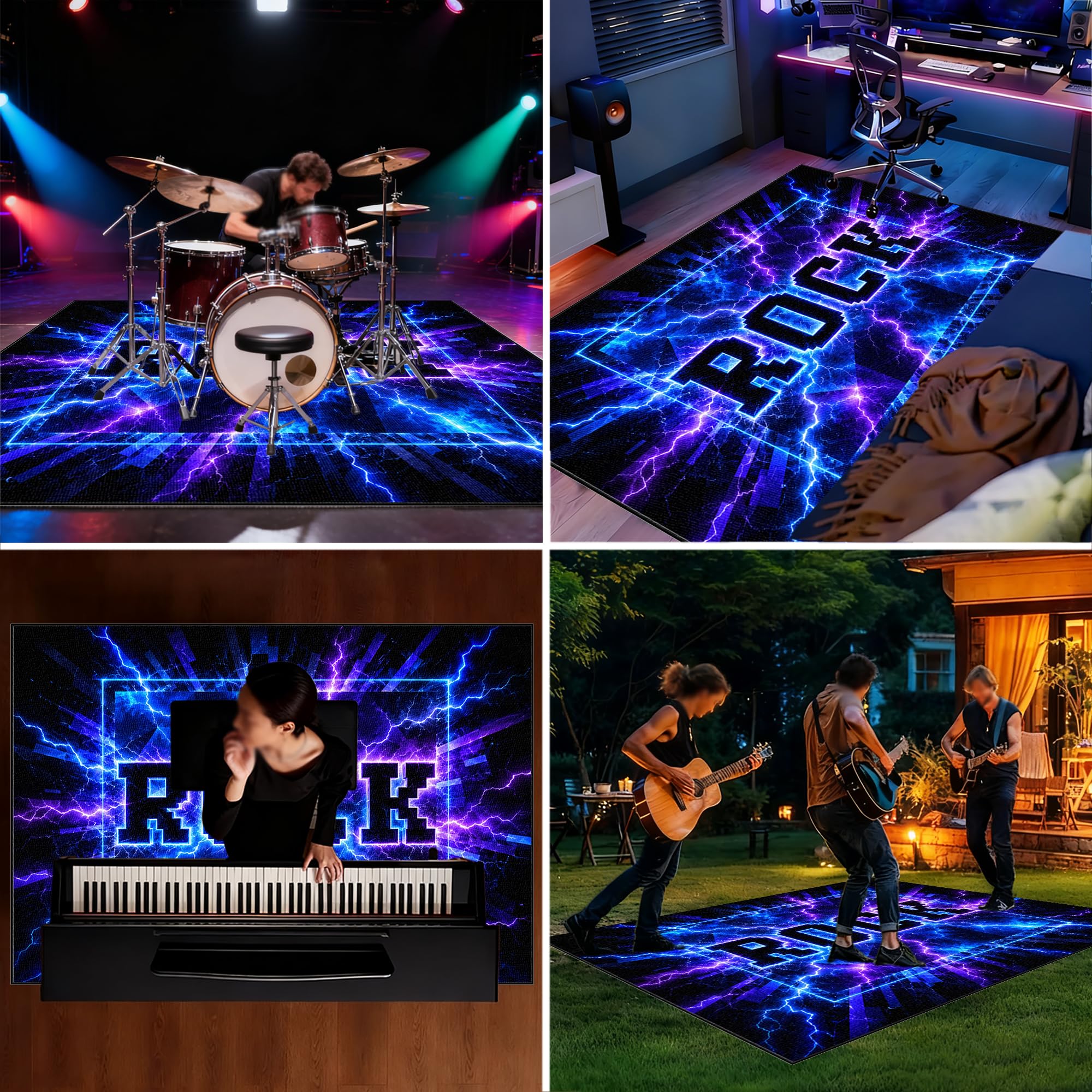 Tapis pour Batterie Acoustique, Tapis de Batterie Insonorisé, Tapis de Tambour antidérapant, Tapis Drum, Tapis insonorisant pour Batterie électronique, Tapis de Sol pour Batterie 230 x 180 cm