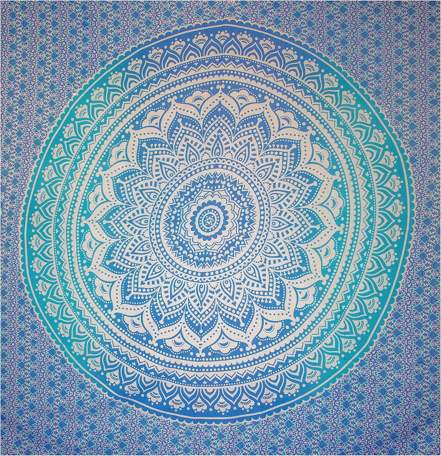 BRICOMIRAS Pareo de Playa Grande antiarena con diseños Mandala | Ideal como Manta, Pareo y Toalla Grande para la Playa o Piscina | Espaciosa y Repelente a la Arena (1x Azul Mandala)