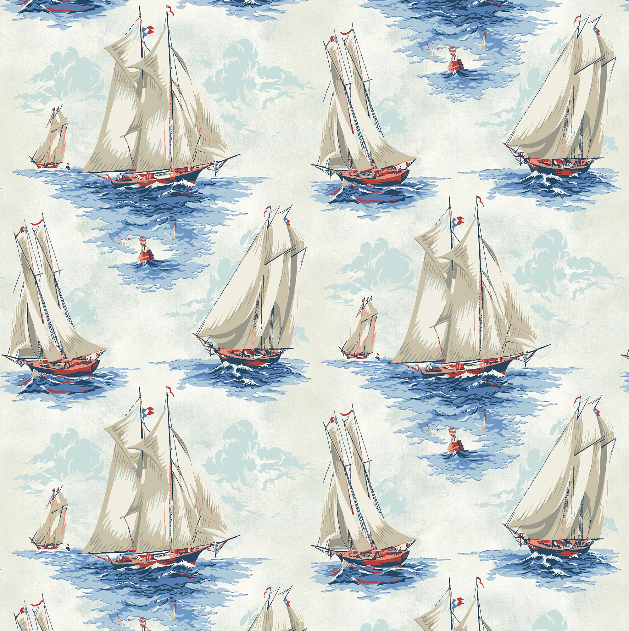 Papier peint fantaisie pour chambre et salle d'eau collection voile Atlantique