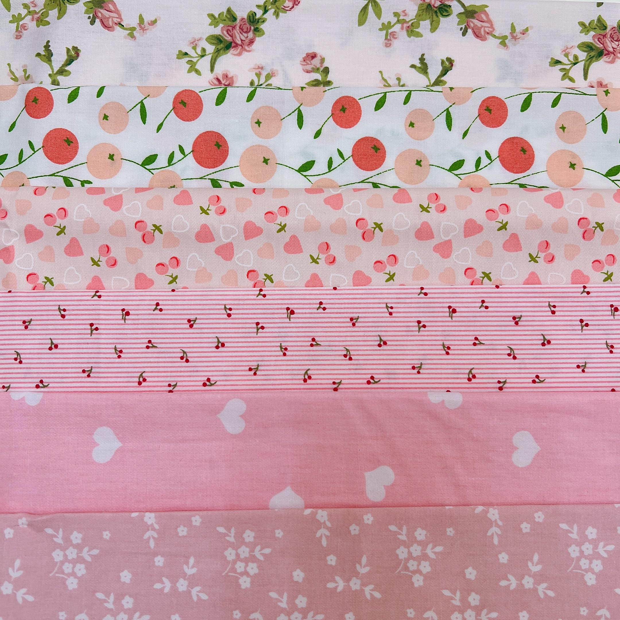 Cotton Fabric DIY Making Supplies Quilting Patchwork Fabric Fat Quarter Bundles DIY for Quilting Cotton Patchwork Cushions (6pcs Pink Love, 20" x 20")