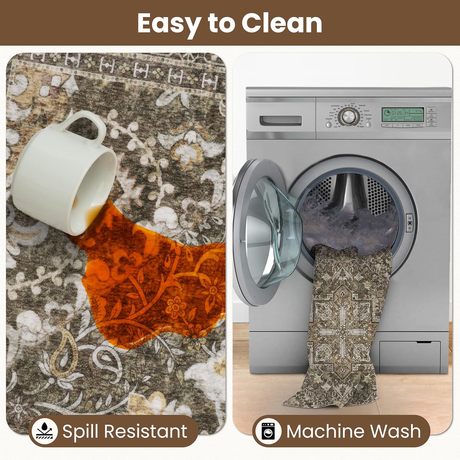 Washable Runner Rug 2x6 | Non Slip Rug Runners for Hallways, Entryways, Kitchens, Bathrooms, Bedrooms | Ultra-Soft Flannel Carpet Runners with Rubber Backing (Moss, 2x6)