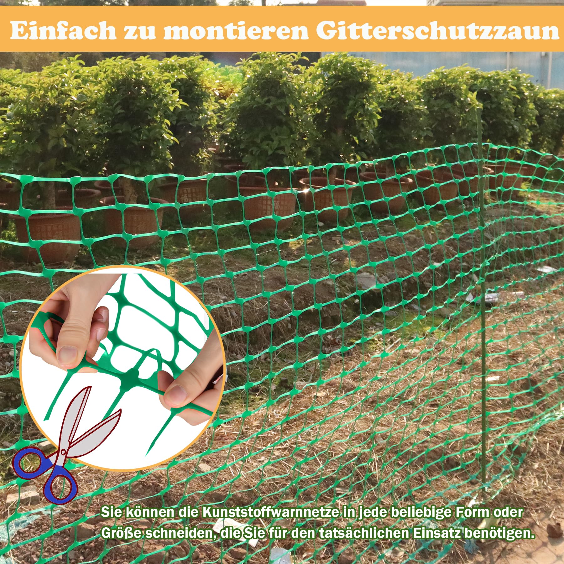 SUBTLETY Recinzione di sicurezza in plastica 30 mq rete flessibile per animali da fattoria arrotolata verde